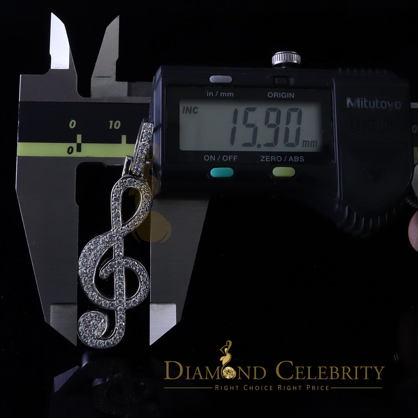 DiamondCelebritees Promise 925 White Sterling Silver MUSIC SIGN Pendant with 2.34ct Cubic Zirconia