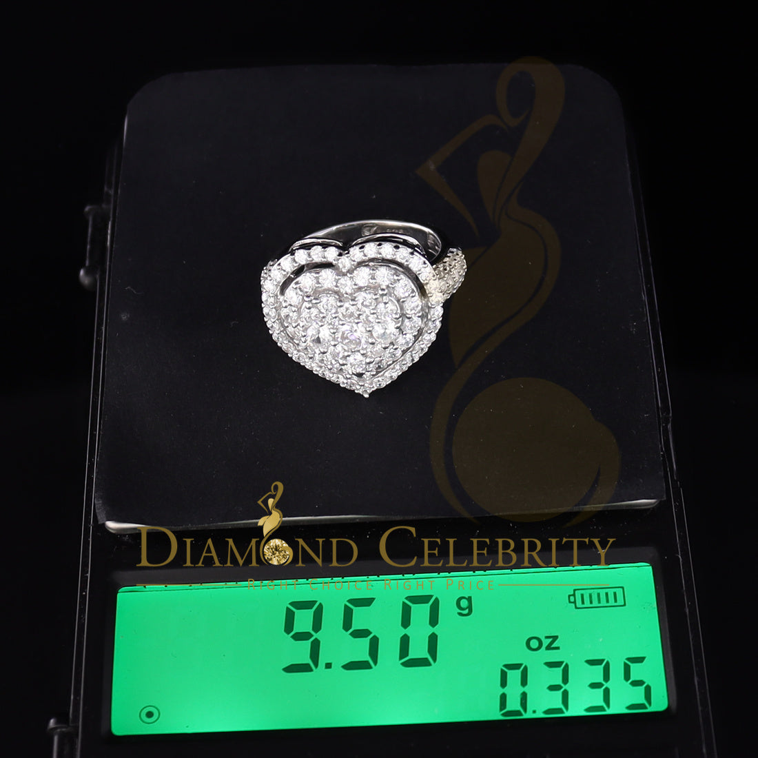 DiamondCelebritees 925 Sterling White Silver 5.50ct Cubic Zirconia Heart Shape Ring Size 8.5