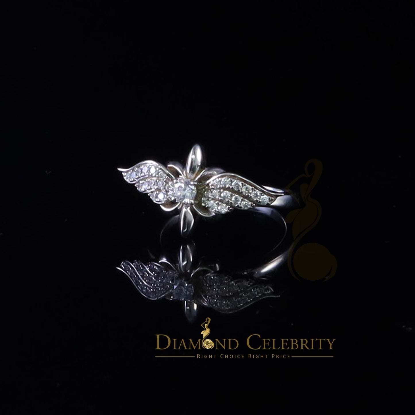 DiamondCelebritees 925 Sterling White Silver 0.75ct Cubic Zirconia Butterfly Womens Ring Size 6