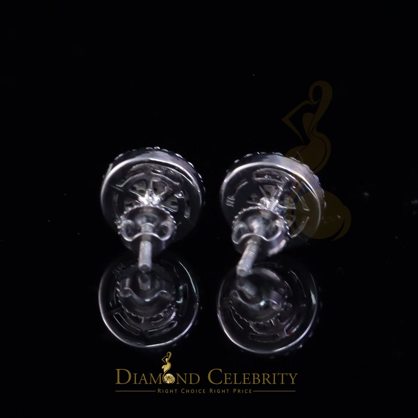 Diamondcelebritees Women's 925 Silver White 0.66ct VVS 'D' Pink Moissanite Round Stud Earrings