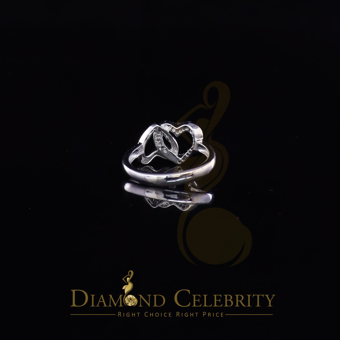 DiamondCelebritees Real Diamond 0.10 CT Womens 925 White Sterling Silver Love Heart Ring Size 7