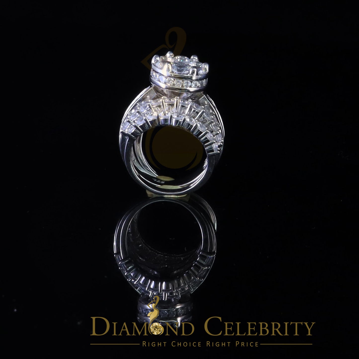 DiamondCelebritees 17.00ct Cubic Zirconia 925 Silver White Ring Multi Row Bridal Womens Ring Size 9