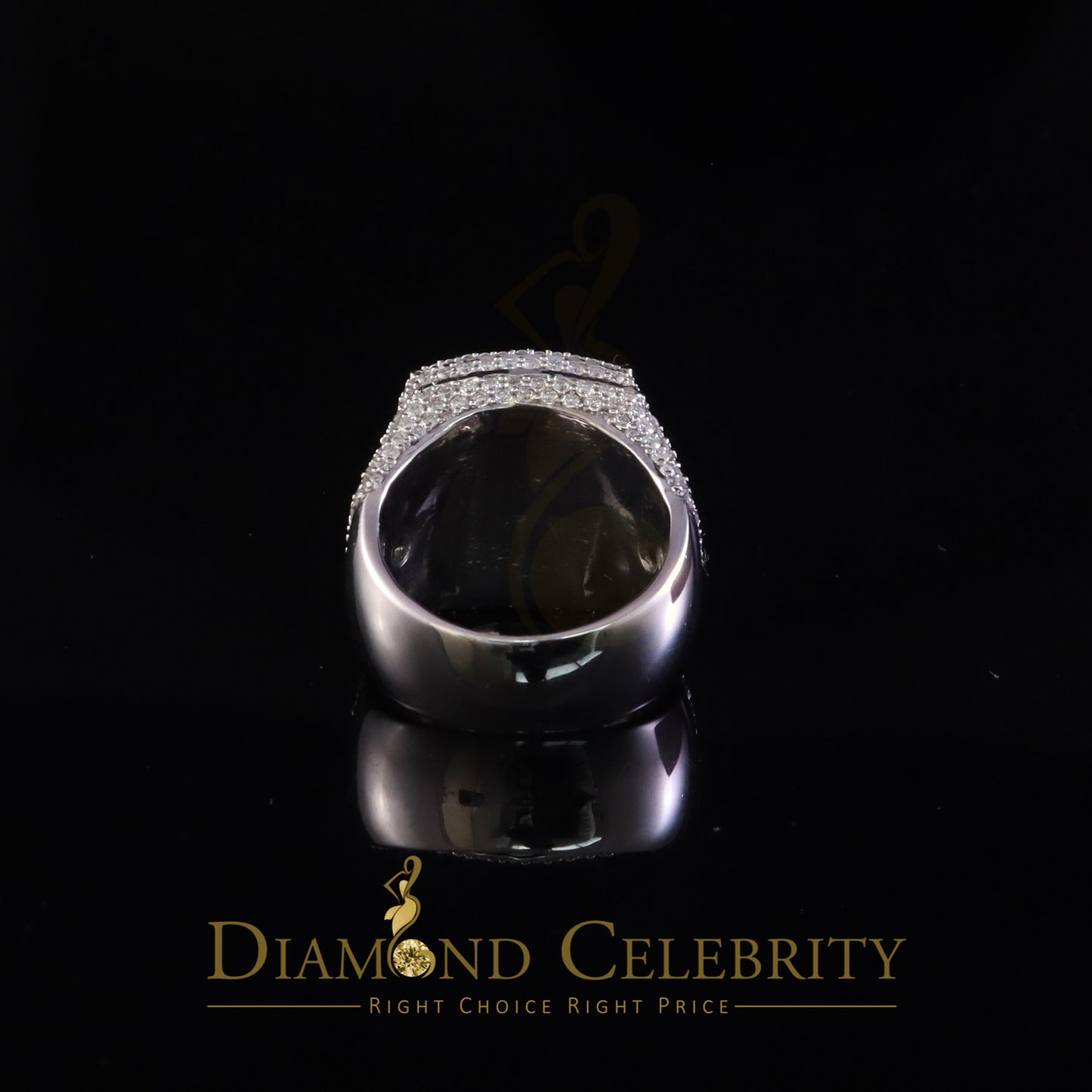 DiamondCelebritees 925 White Silver 6.50ct VVS 'D' Moissanite Men's for Square Rings Size 10