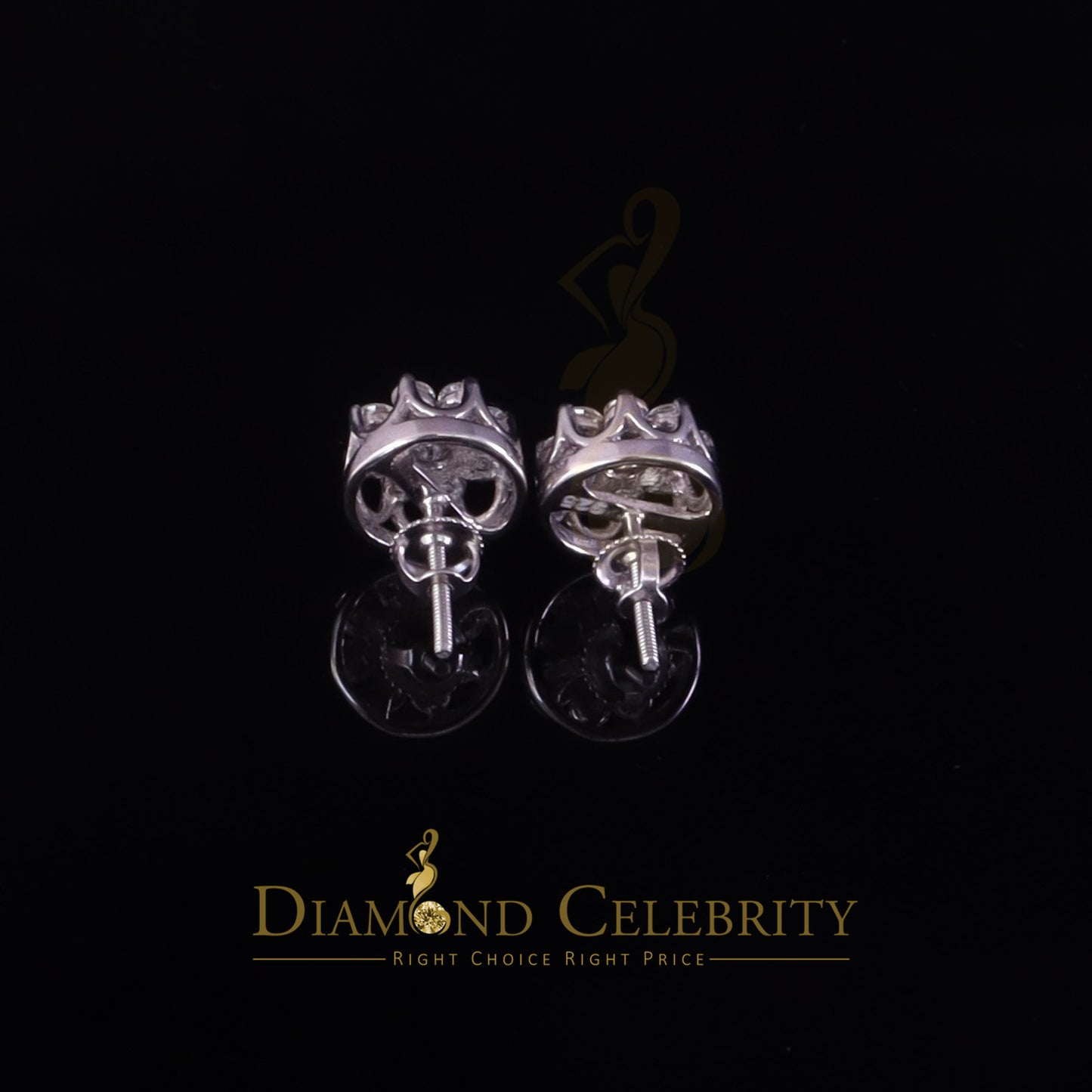 Diamondcelebritees Men's/Womens 925 Silver White 1.00ct VVS 'D' Moissanite Floral Stud Earrings