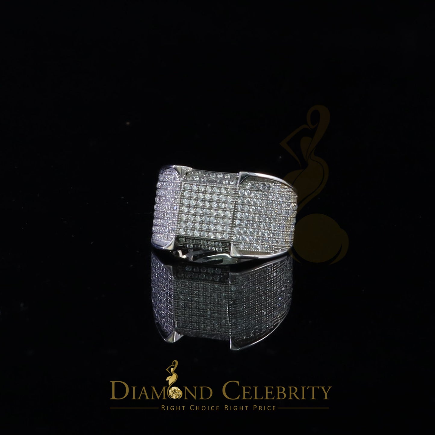 DiamondCelebritees Sterling 925 White Silver 3.20ct Square Cubic Zirconia Men Ring Size 10