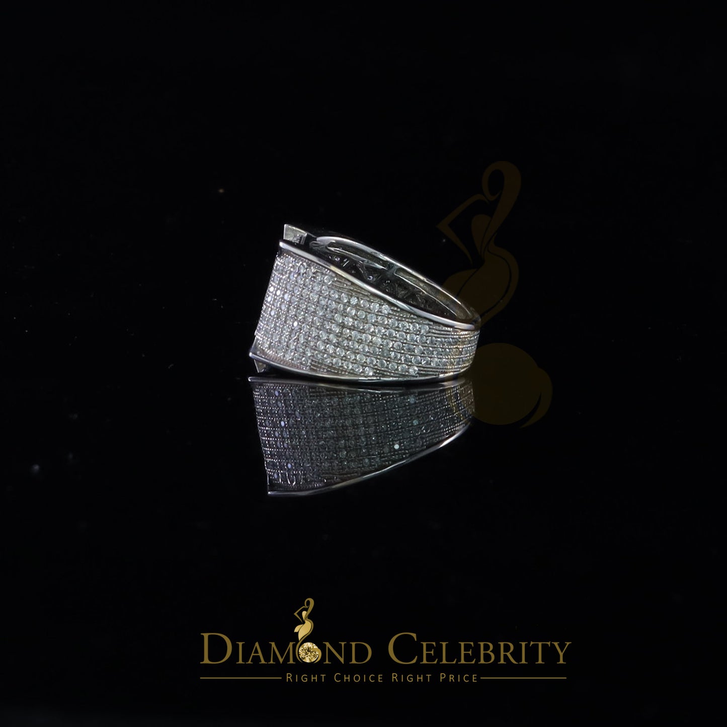 DiamondCelebritees Sterling 925 White Silver 3.20ct Square Cubic Zirconia Men Ring Size 10