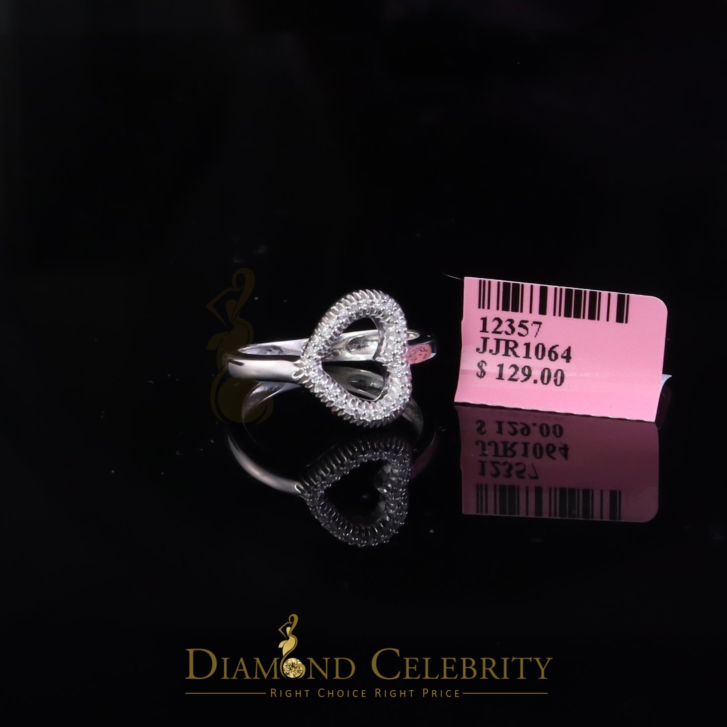 DiamondCelebritees White 925 Sterling Silver 0.22ct Cubic Zirconia Promise Heart Women's Ring SZ 7