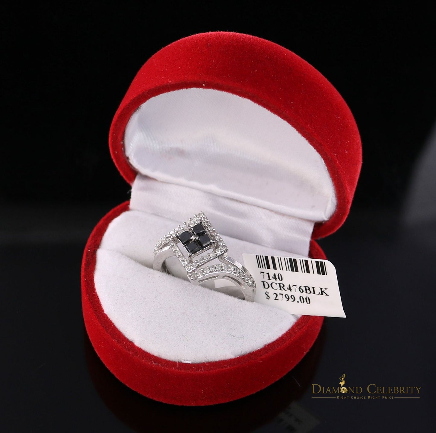 DiamondCelebritees Real 10kt White Gold with 0.50CT Real Diamond Four squrre FashionRing Size 6.5