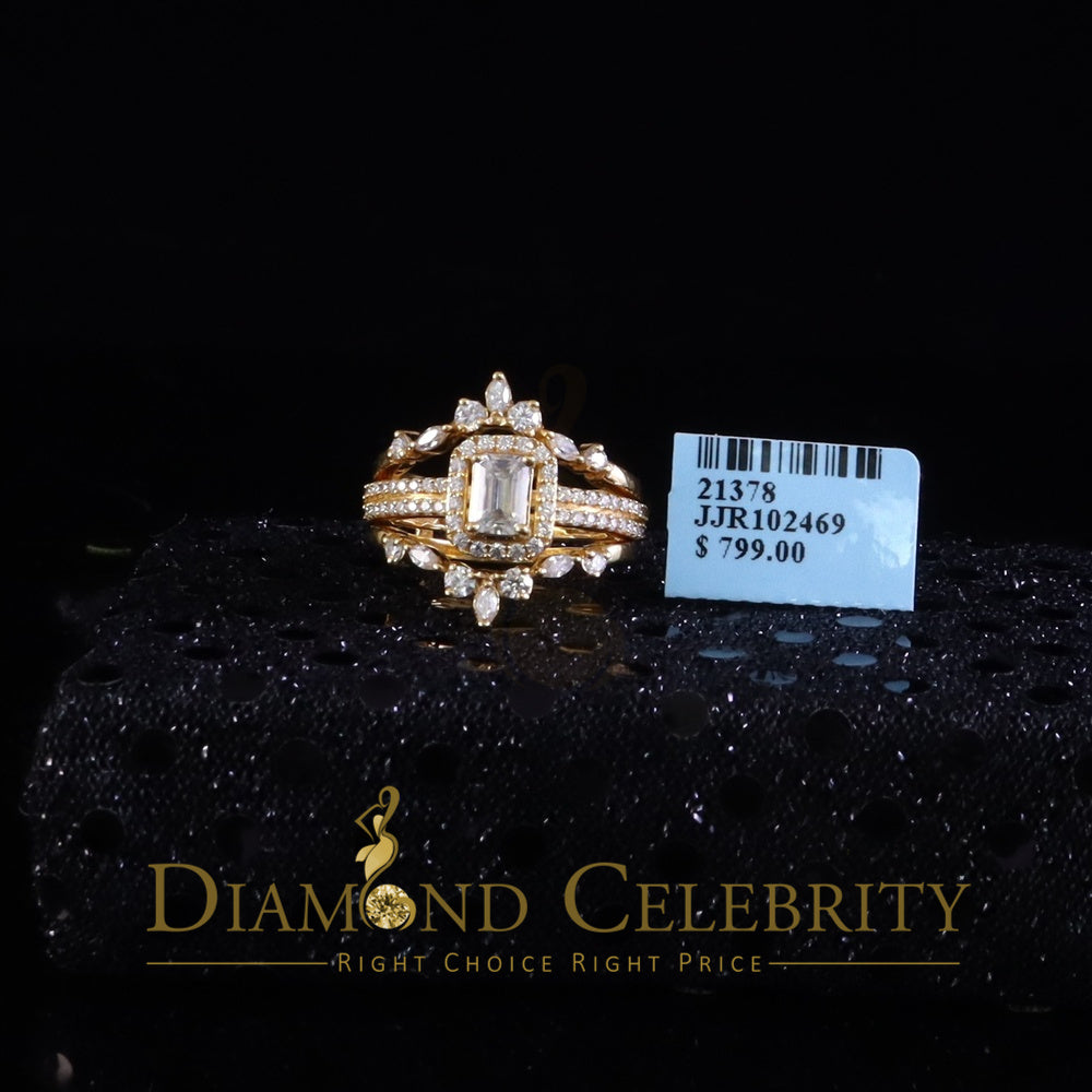 DiamondCelebritees Solitaire Enhancer Guard Wrap Ring Insert 2CT Moissanite 925 Silver Yellow SZ 7