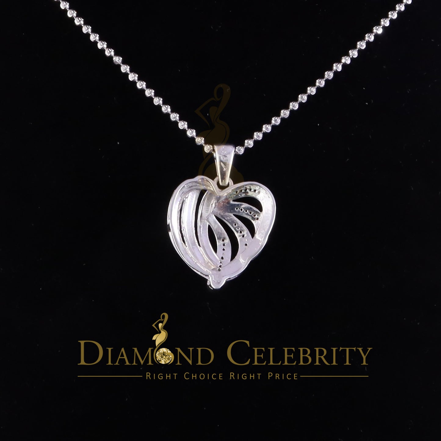 DiamondCelebritees White Heart Shape looking 925 Sterling Silver Pendant 0.22ct Cubic Zirconia