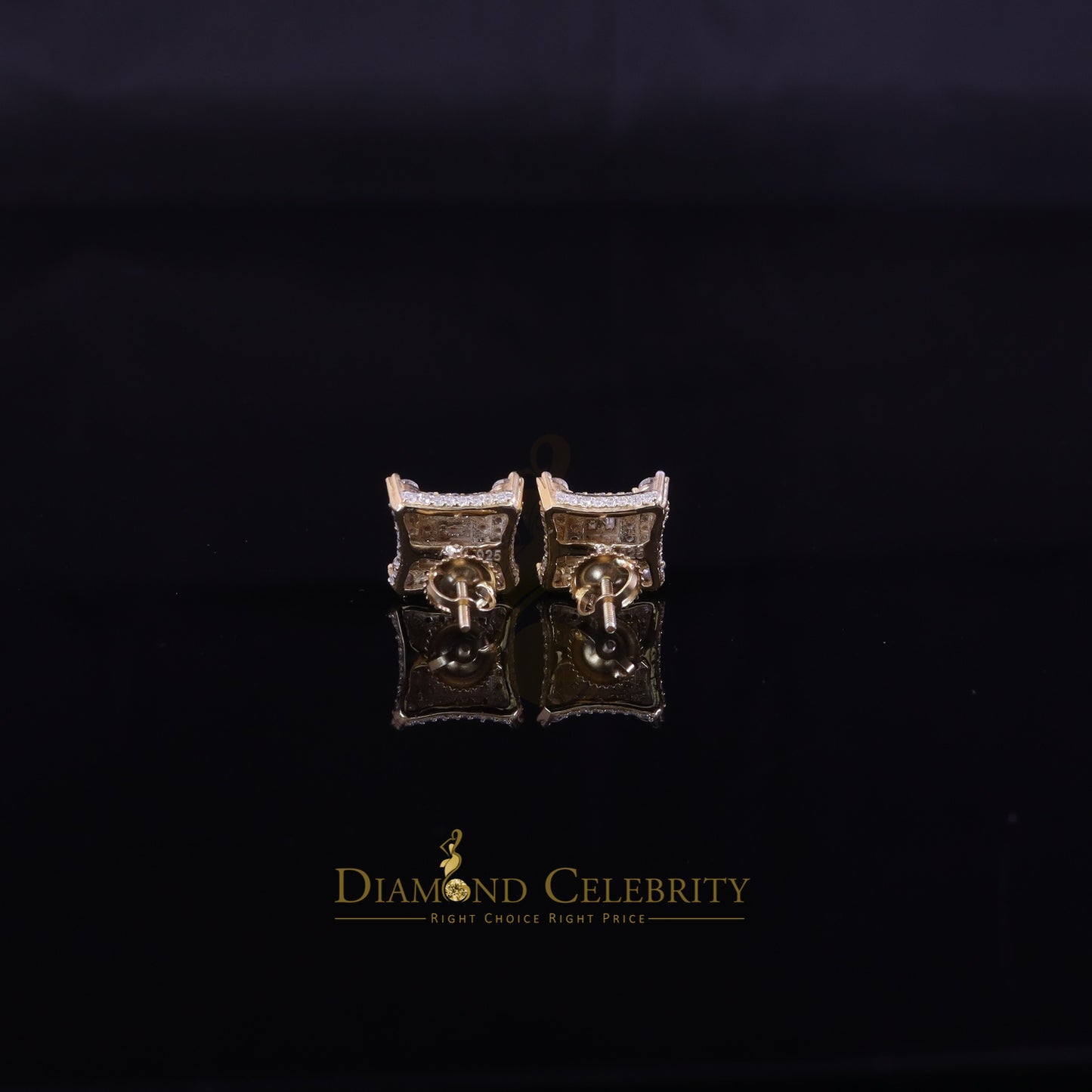 DiamondCelebritees Men's/Womens 925 Silver Yellow 0.50 ct VVS 'D' Moissanite Round Stud Earrings