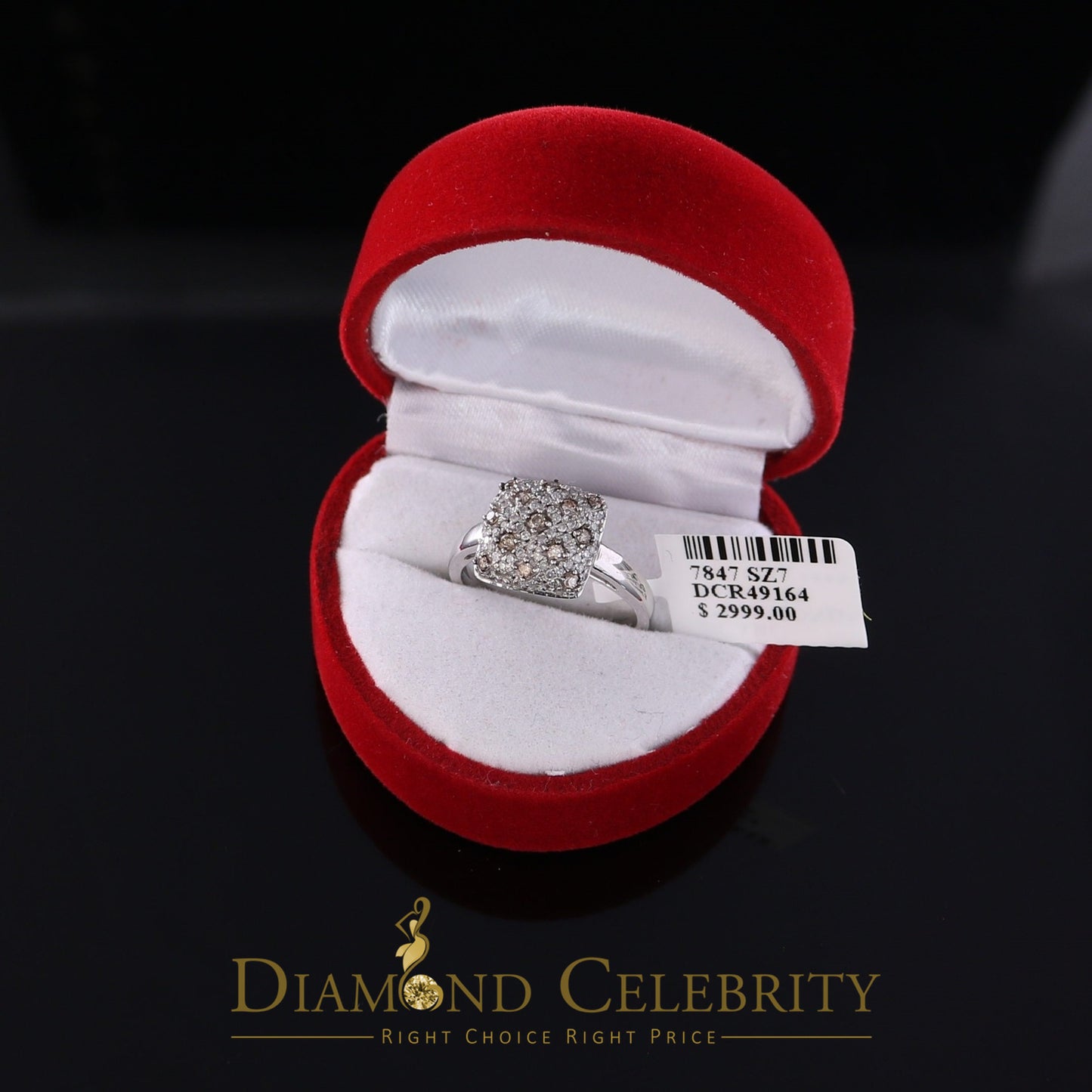 DiamondCelebritees Real 10kt White Gold with 0.50CT Genuine Diamond SQUARE shape Womens Ring Size 7