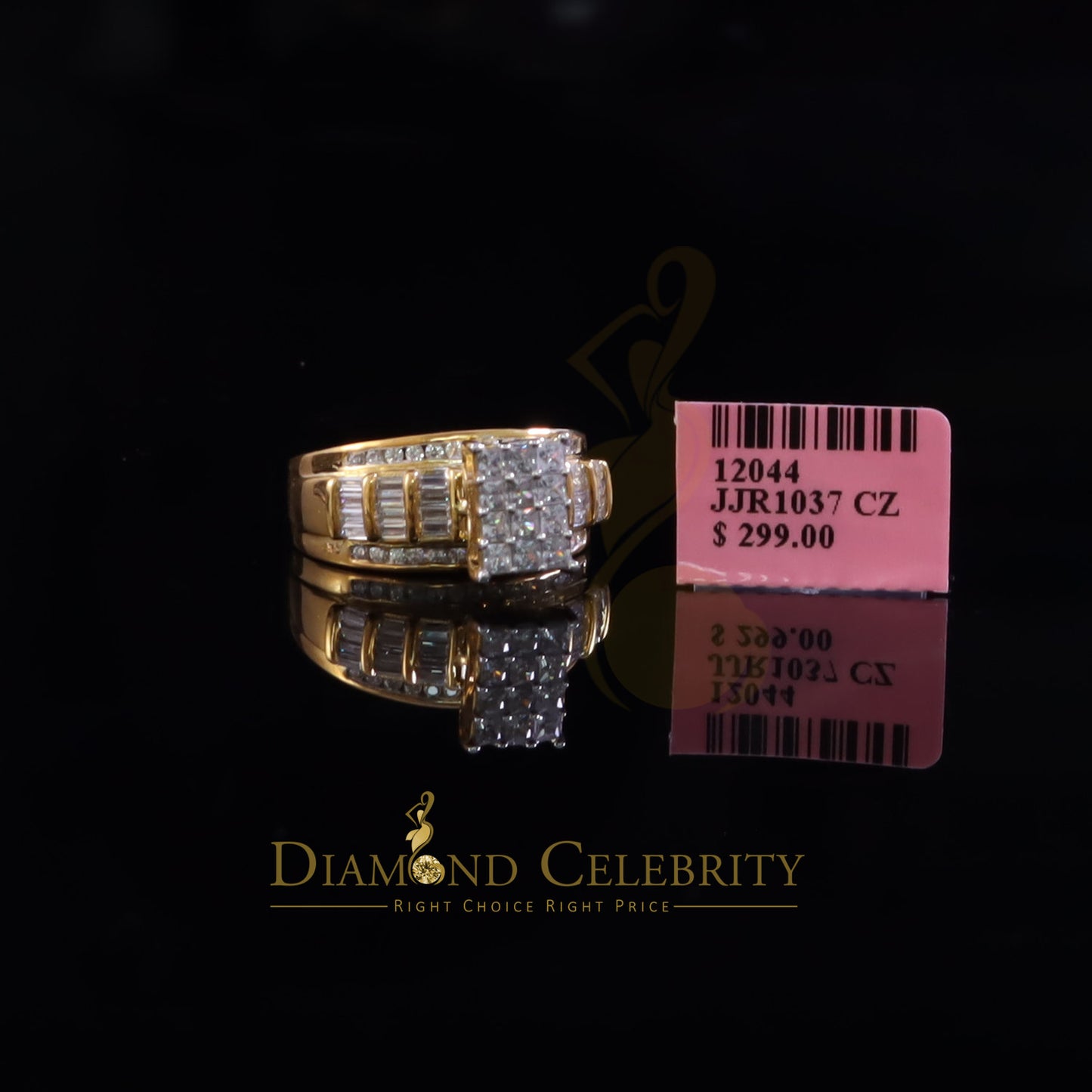 DiamondCelebritees 925 Yellow Sterling Silver Cubic Zirconia 2.80ct CinderellaWomens Ring Size 7
