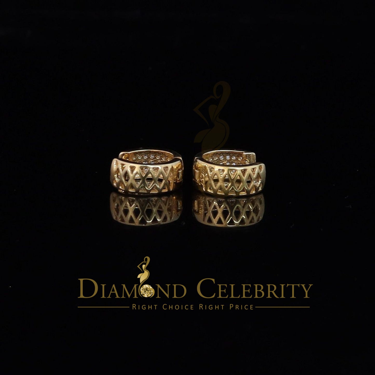 DiamondCelebritees Yellow 925 Sterling Silver 0.40ct Cubic Zirconia Women's & Men's Hoop Earrings