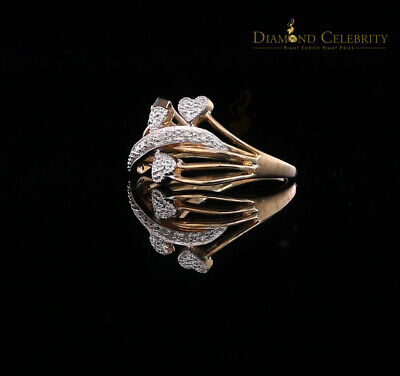 DiamondCelebritees Real 0.05CT Real Diamond Real 10kt Yellow Gold Womens HEART ARROW Ring Size 6.5