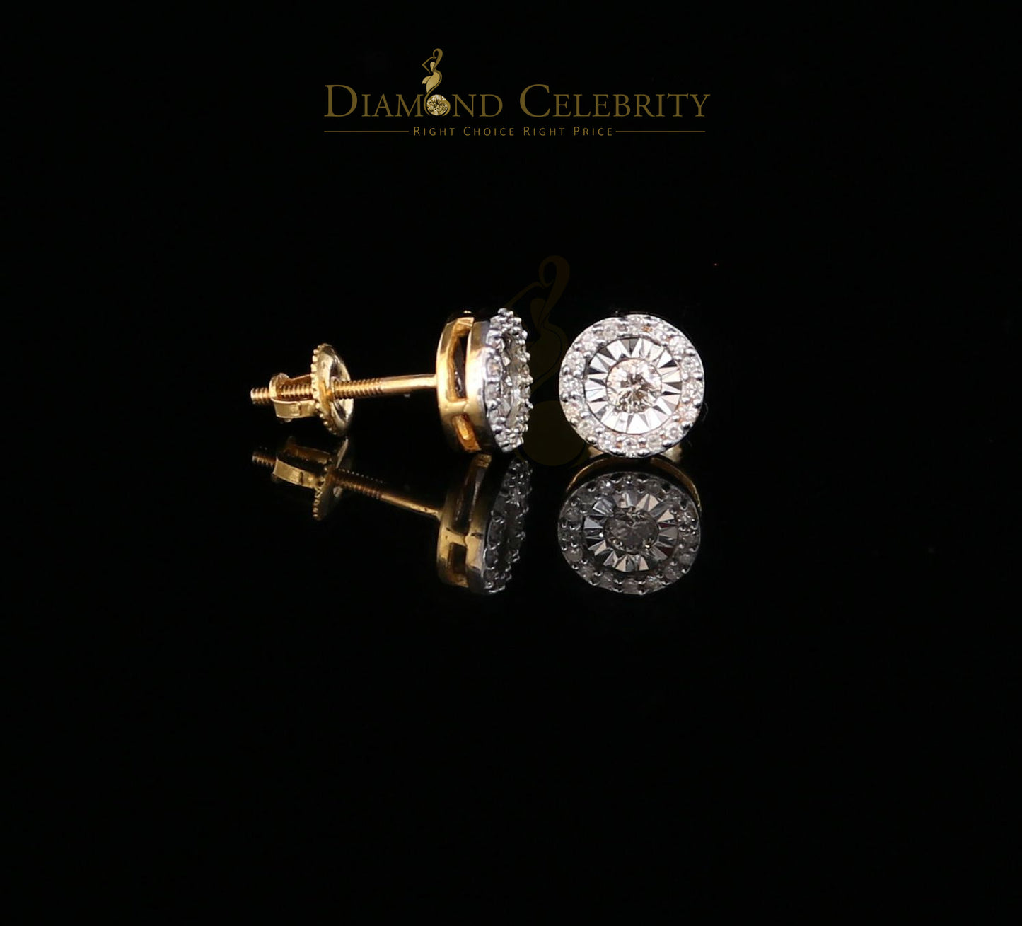 DiamondCelebritees10K Real Yellow Gold with 0.25CT Real Diamond Men's/Women's Stud Earring