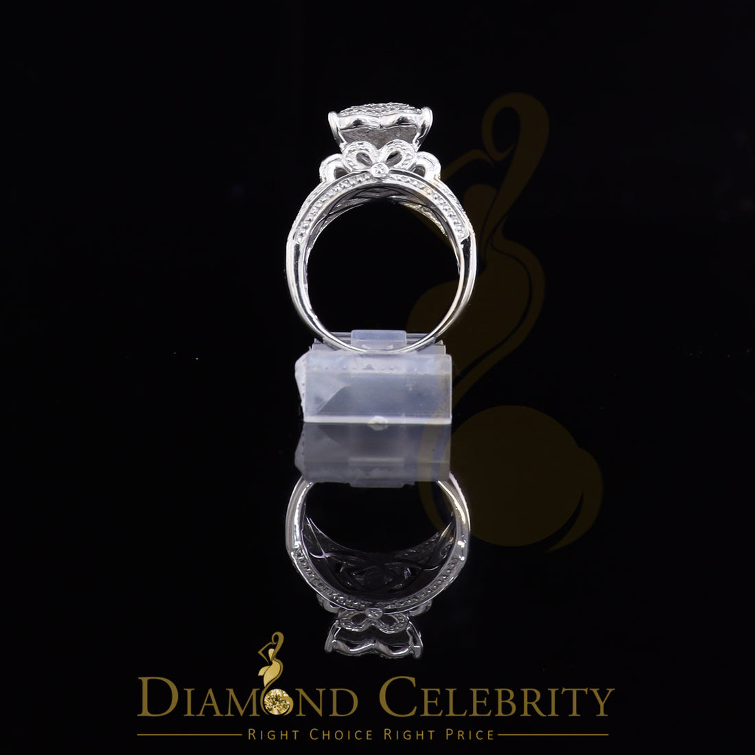 DiamondCelebritees Real Diamond 0.20 CT White 925 Sterling Silver Womens Engagement Heart Ring SZ 7