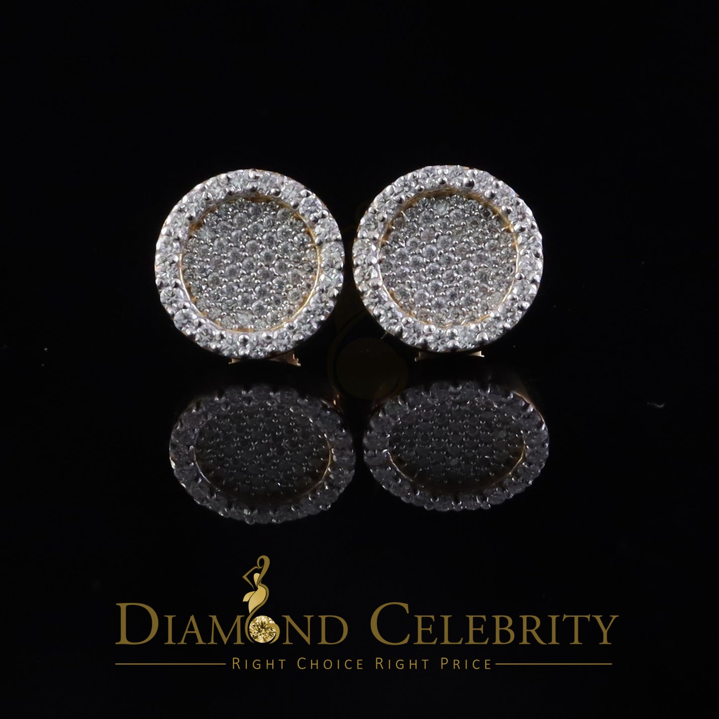 DiamondCelebritees 925 Yellow Silver 1.00ct VVS 'D' Moissanite Round Stud Earring Men's/Womens