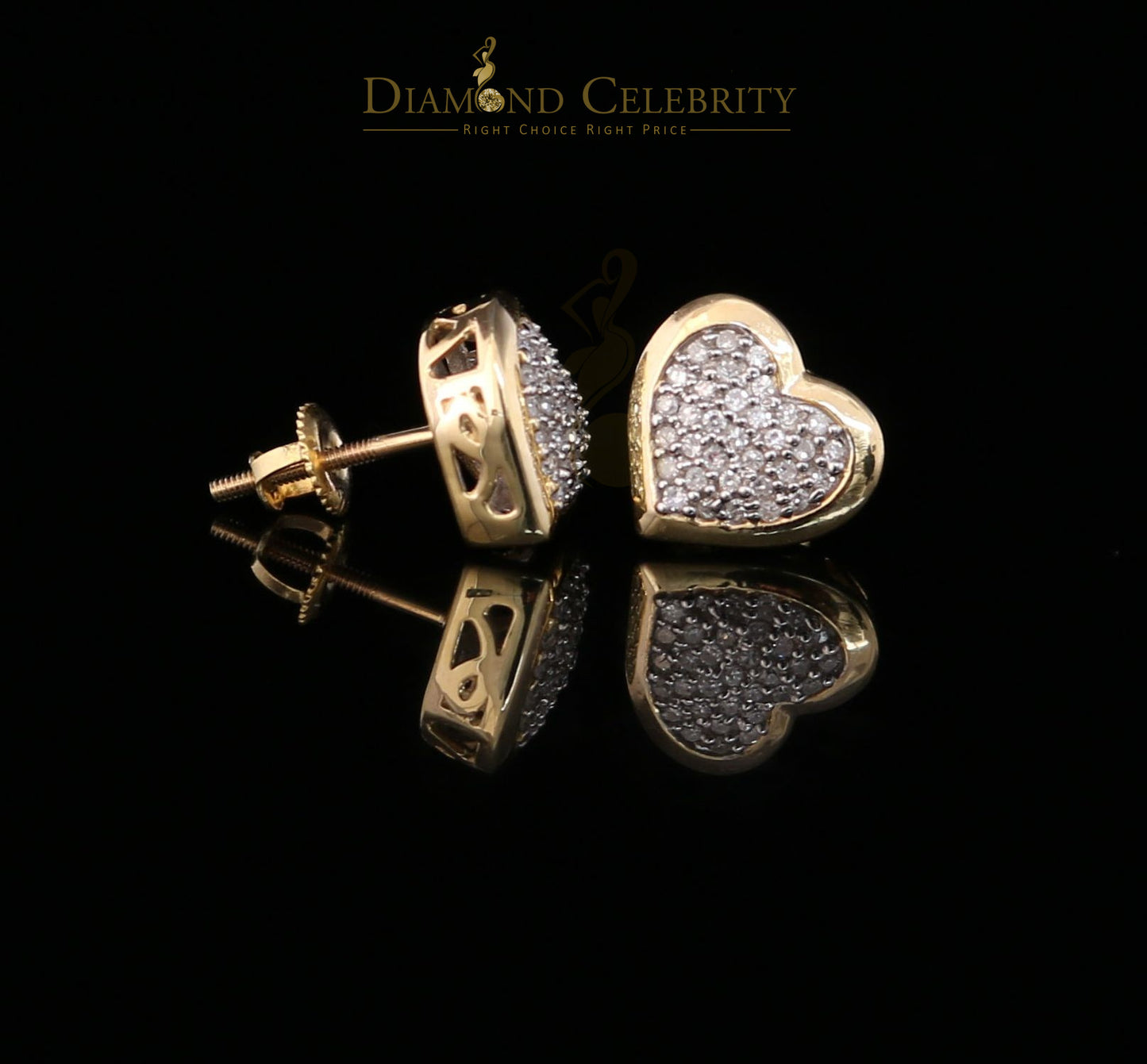 DiamondCelebritees10K Real Yellow Gold with 0.25CT Real Diamond Men's/Women's Stud Micro Earring