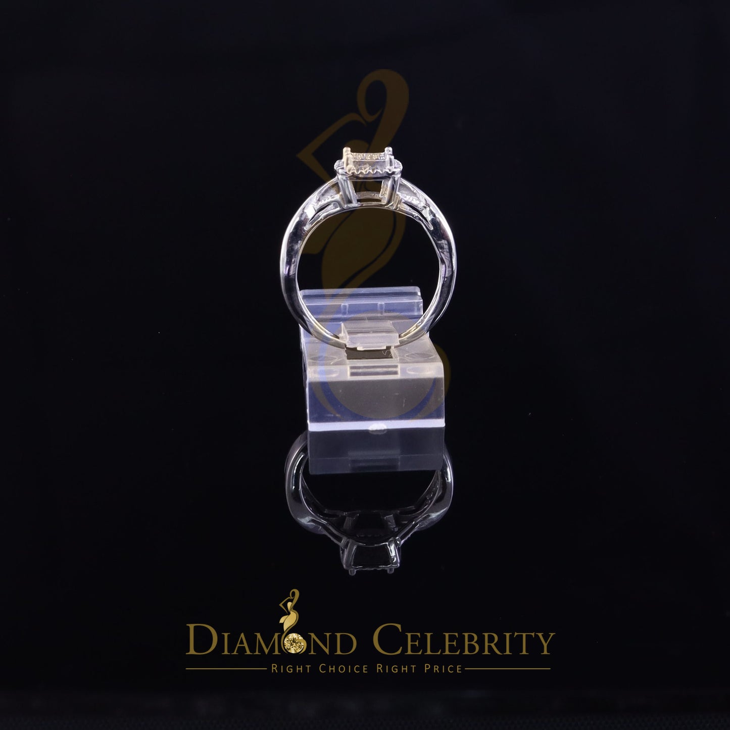 DiamondCelebritees 0.10CT Real Diamond 925 White Silver Womens Square Engagement Ring Size 6.5