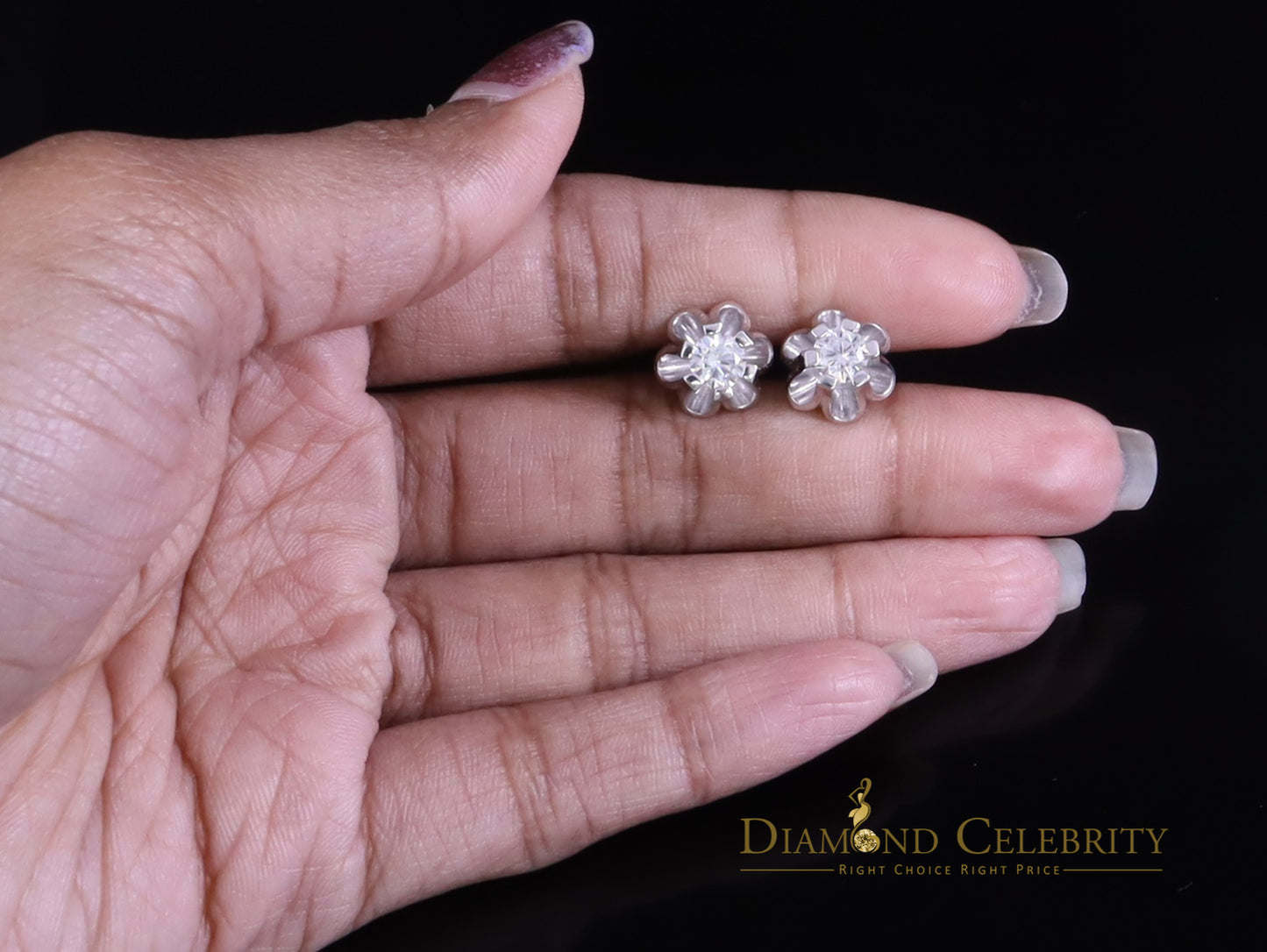 Diamondcelebritees 925 Silver Moissanite 1.00ct Buttercup Stud Earrings for Men and Women