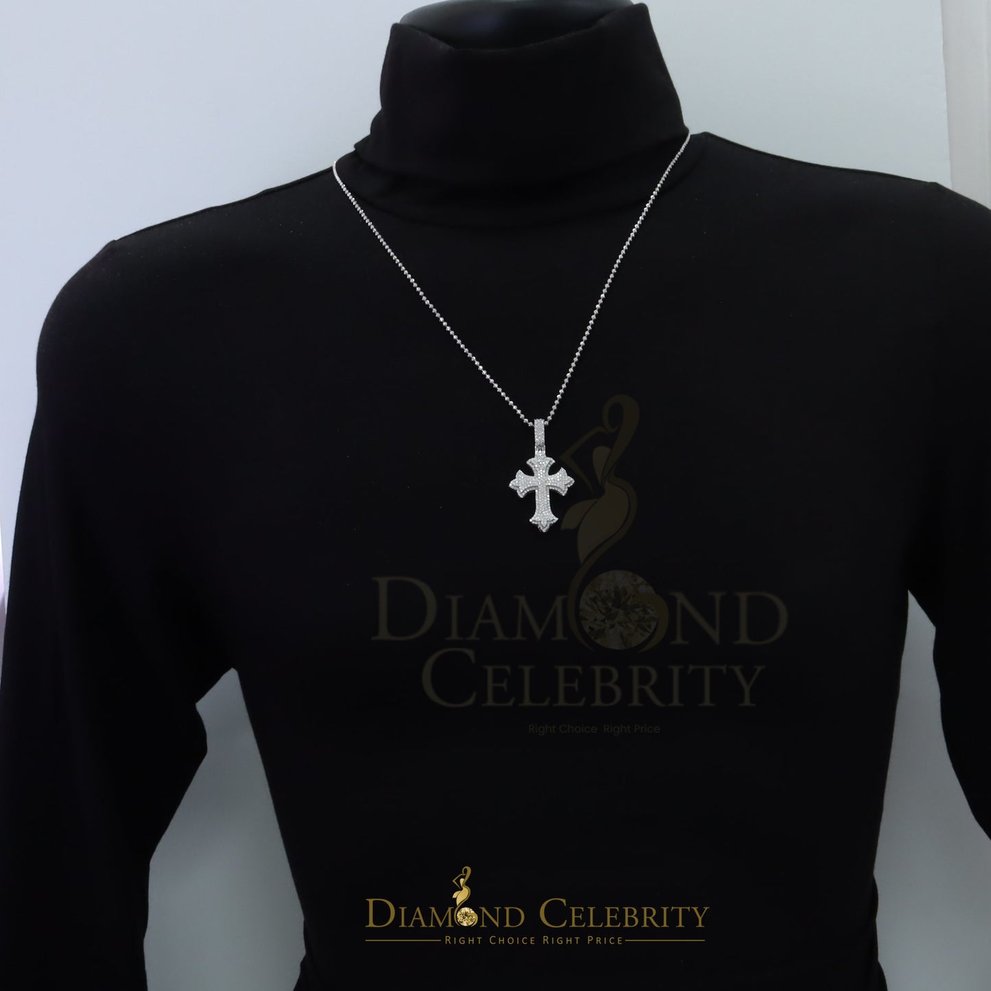 Diamondcelebritees 2.00ct VVS D Moissanite Patonce Cross Pendant Men's & Women's White 925 Silver