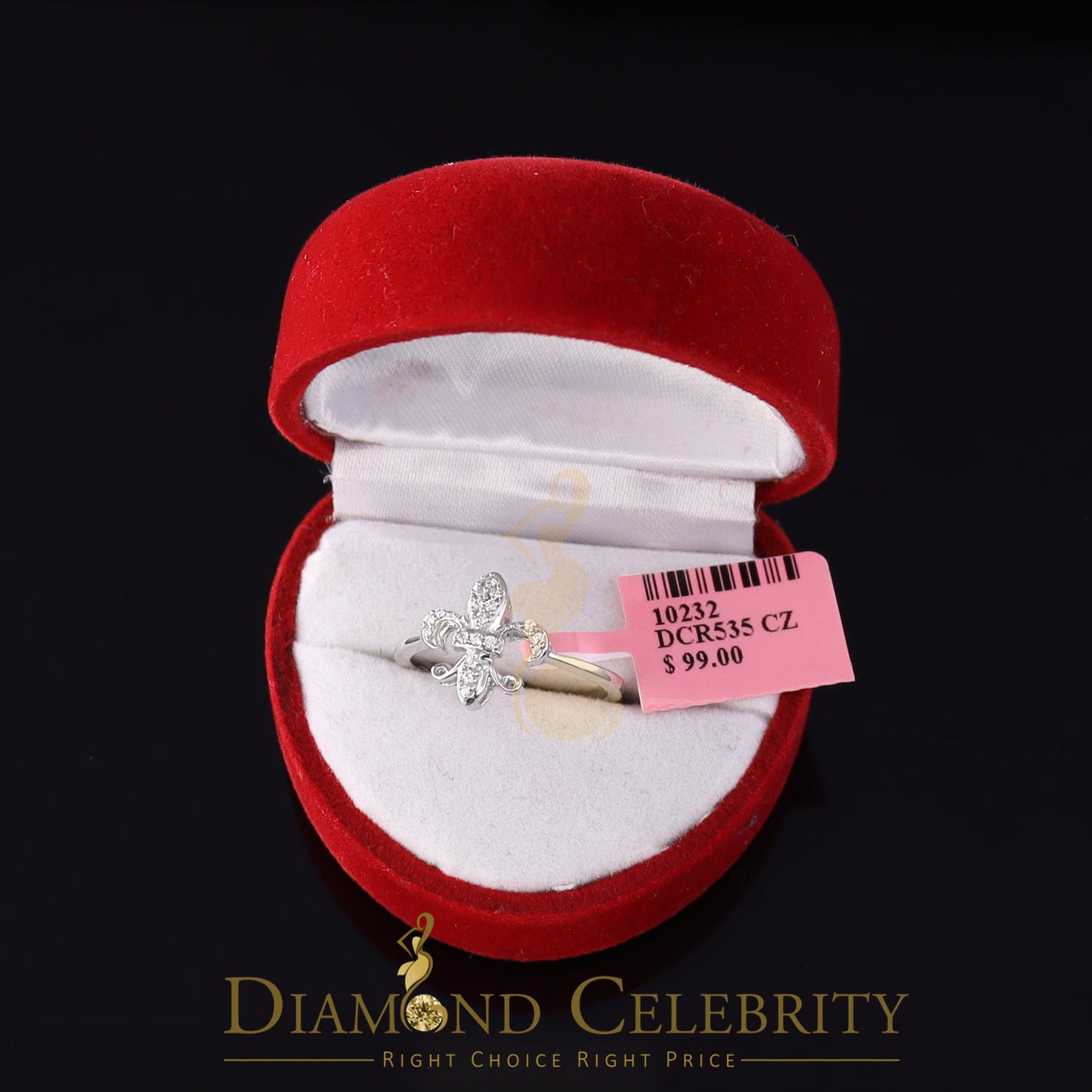 DiamondCelebritees 0.18ct Cubic Zirconia 925Sterling White Silver Saints Womens Fashion Ring Size 7