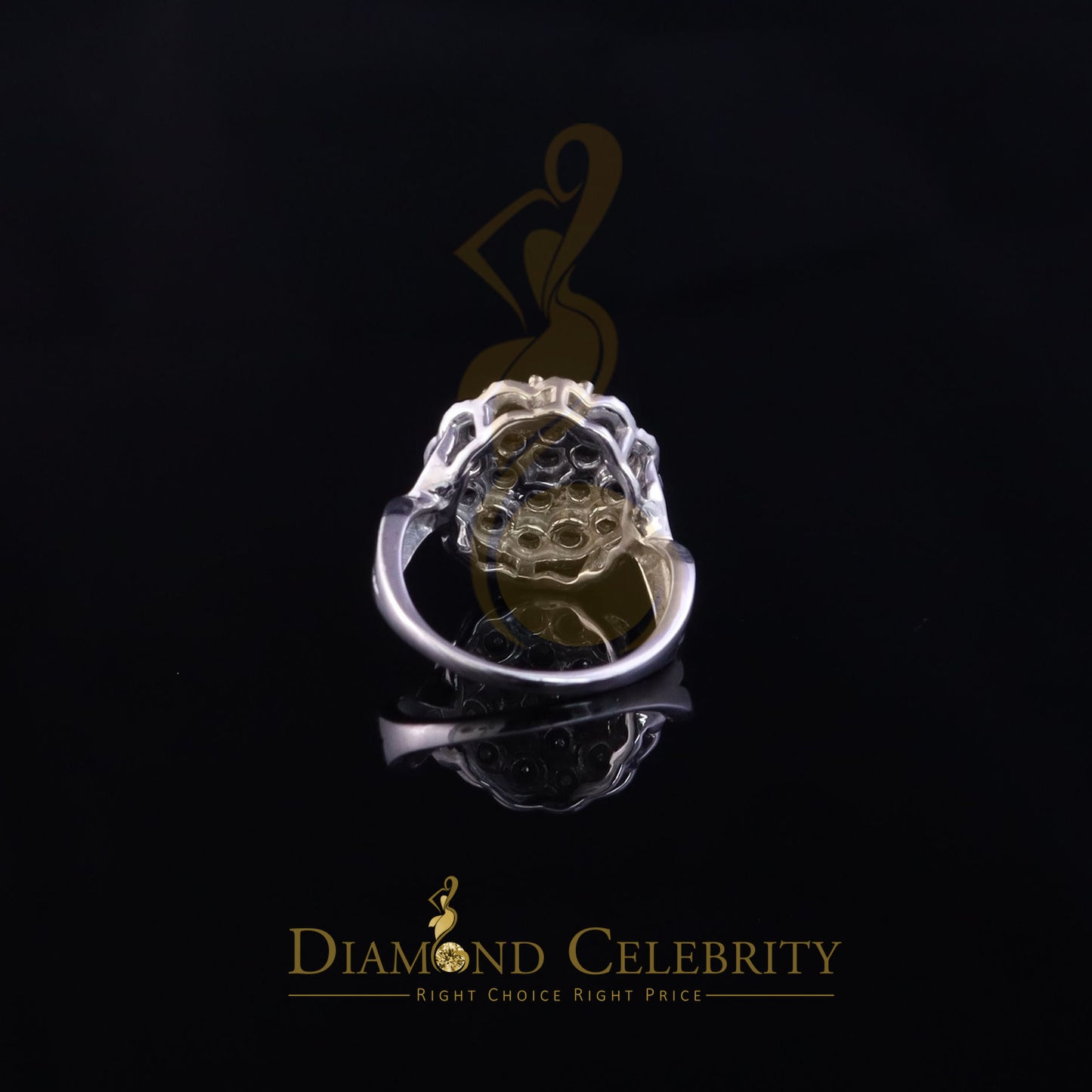 DiamondCelebritees 0.10CT Real Diamond 925 Sterling White Silver Womens Floral Ring Size 6.75