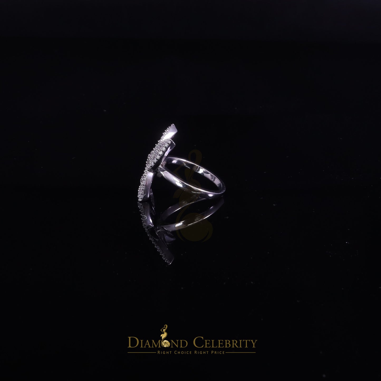DiamondCelebritees Womens 925 Silver White 1.50ct VVS 'D' Moissanite Butterfly Rings Size 7
