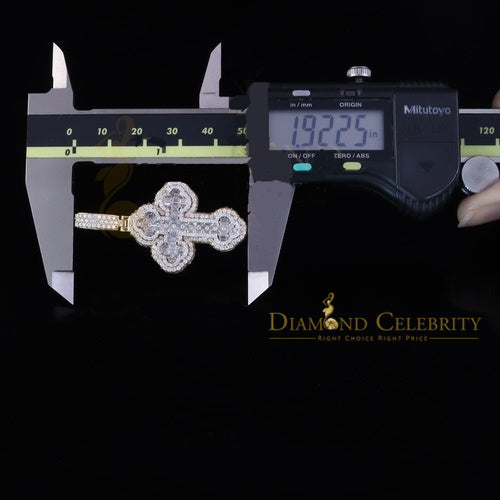 Diamondcelebritees New Yellow Buttony Cross 925 Silver 4.50ct VVS D Moissanite Pendant Men's/Womens