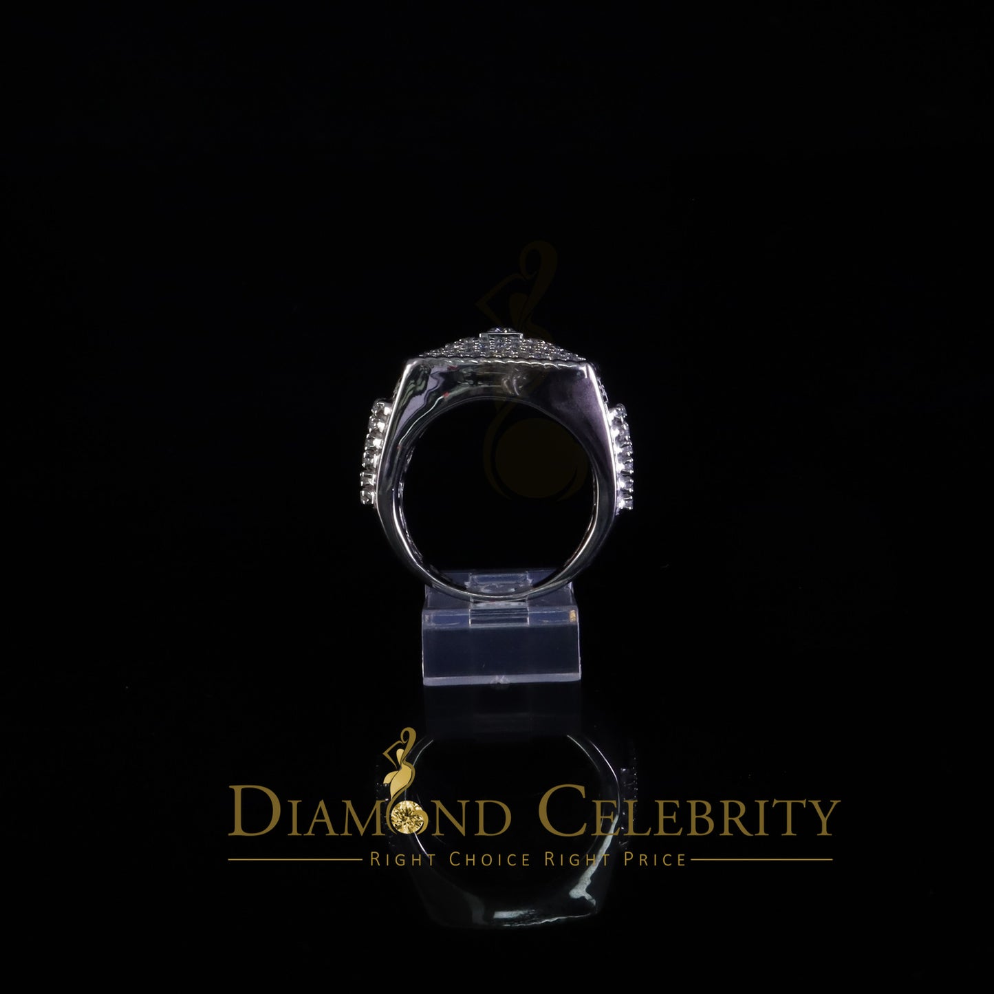 DiamondCelebritees Men's & Women's 925 Silver White VVS 'D' Square 3.00ct Moissanite Rings Size 10