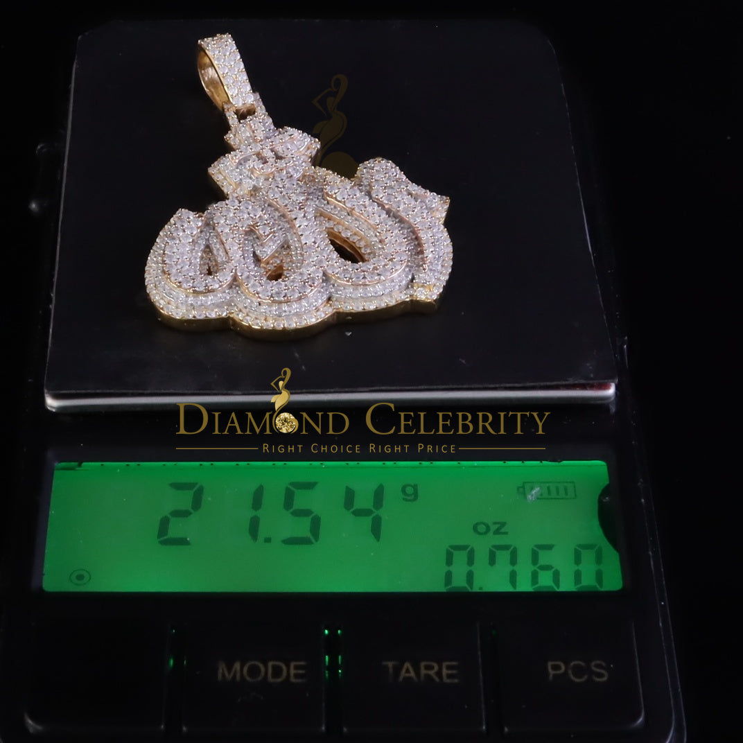 Diamondcelebritees 925 Allah Religious Yellow Silver Pendant 4.00ct VVS 'D Moissanite Men & Women