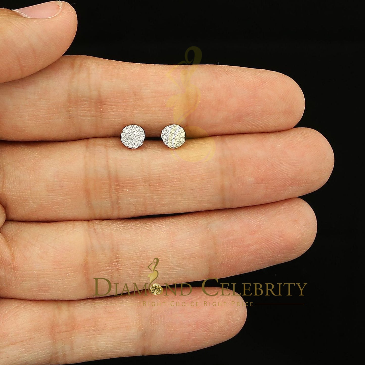 DiamondCelebritees White 925 Sterling Silver 0.76ct Cubic Zirconia Women's Hip Hop Round Earrings