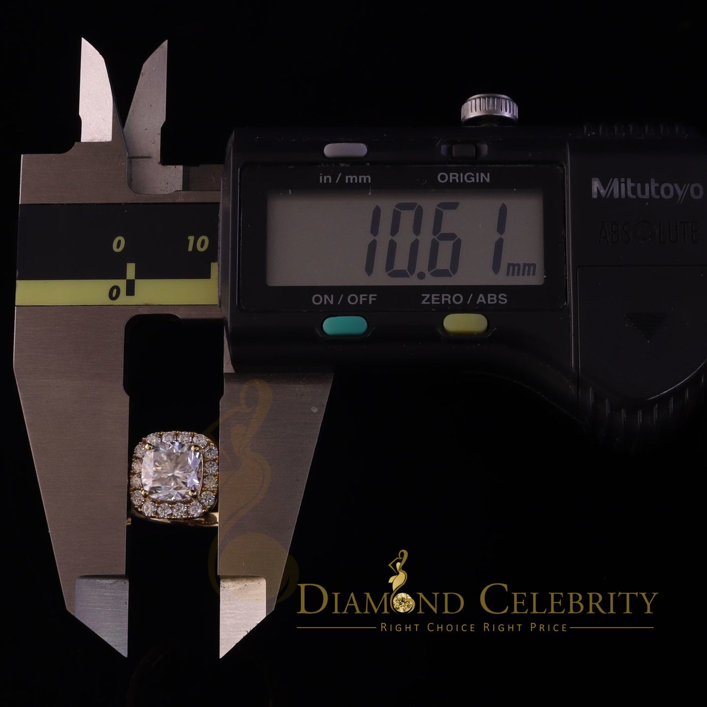 King Of Blings 10K Yellow Gold 2.50CT 'VVS' 'FL' D clr Moissonite Womens Cushion Cut Ring S/7