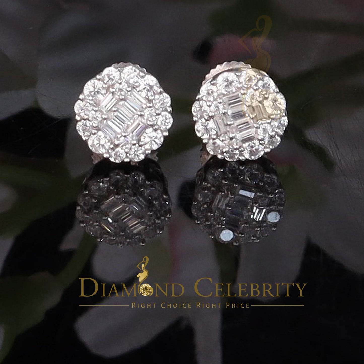 DiamondCelebritees White 0.74ct Sterling Silver 925 Cubic Zirconia Women's Hip Hop Flower Earrings