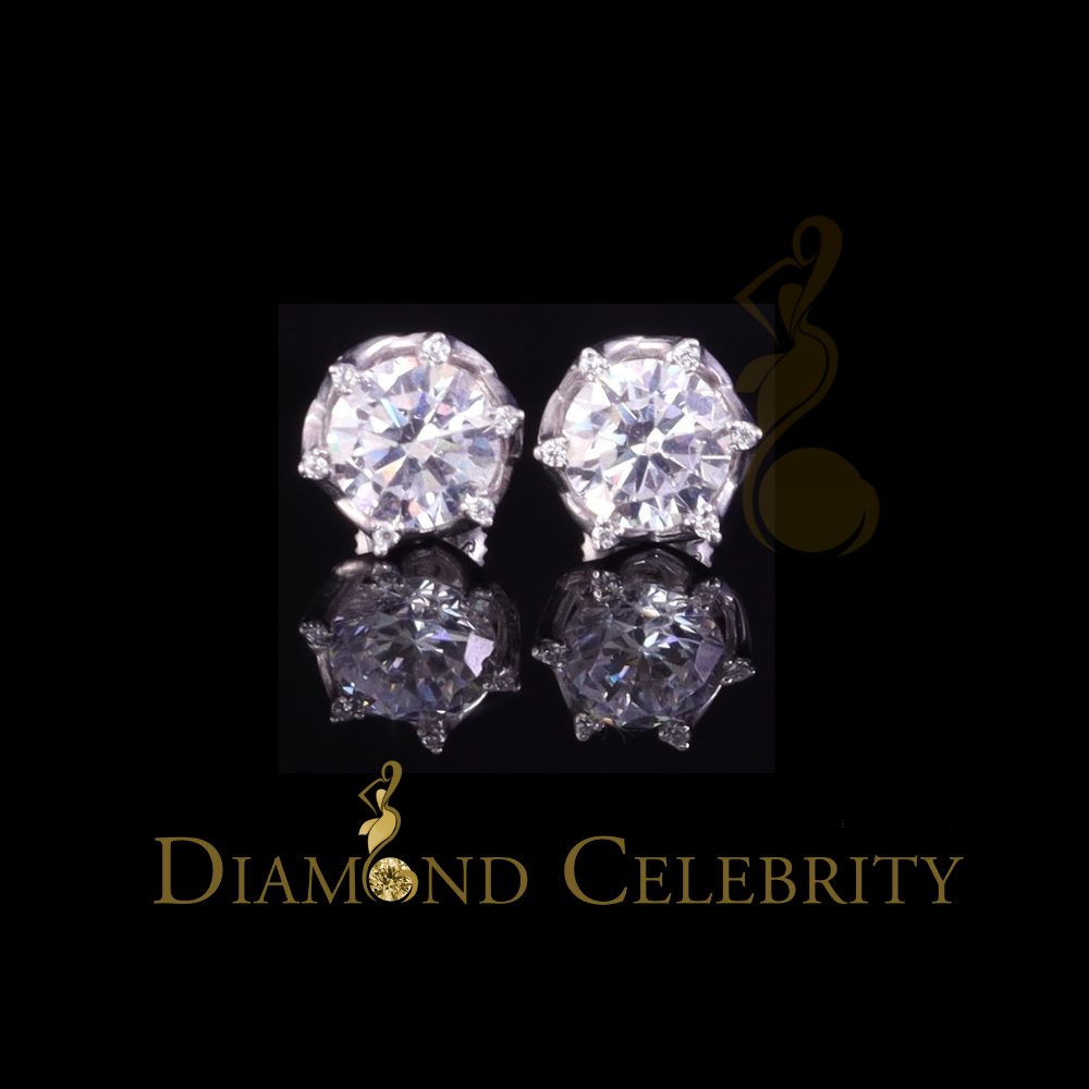 Diamondcelebritees Men's/Womens 925 Silver White 1.50 ct VVS 'D' Moissanite Round Stud Earrings