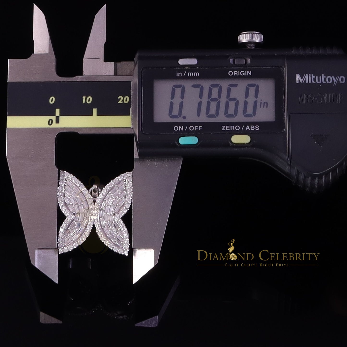 Diamondcelebritees Men's/Womens 925 Silver White 1.50ct VVS 'D' Moissanite Butterfly Pendant