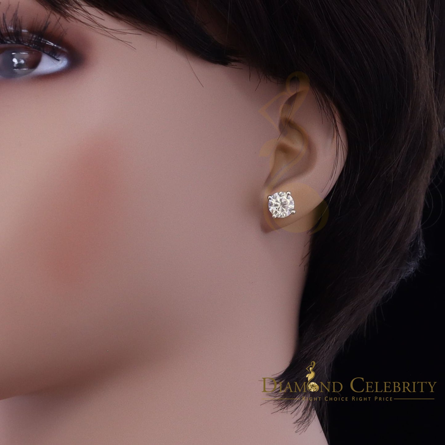 DiamondCelebritees Mens & Womens stud 925 silver Yellow 3.00ct VVS 'D' Color Moissanite Earrings