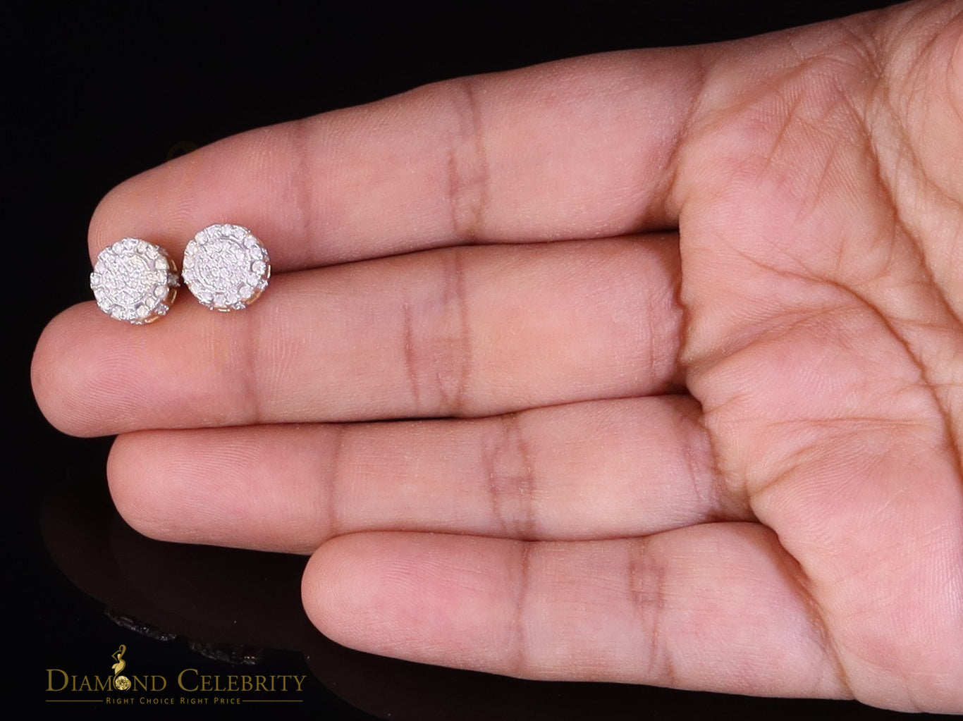 DiamondCelebritees 925 Silver Yellow 0.50ct VVS 'D' Moissanite Men's/Womens Round Stud Earrings