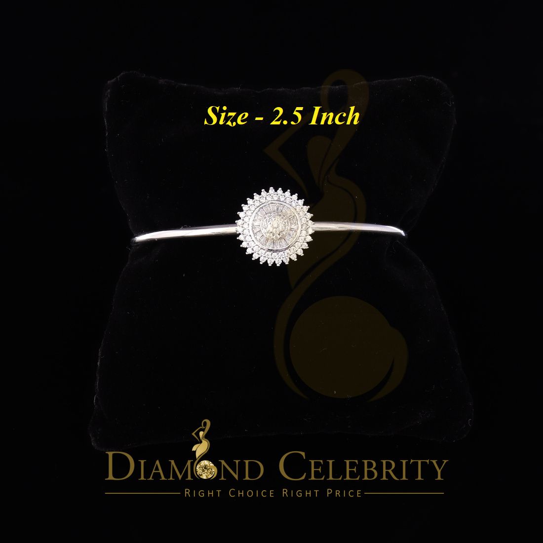 DiamondCelebritees 925 Silver Sun Rays Style White Bangle Cubic Zirconia Adjustable Size 2.5''