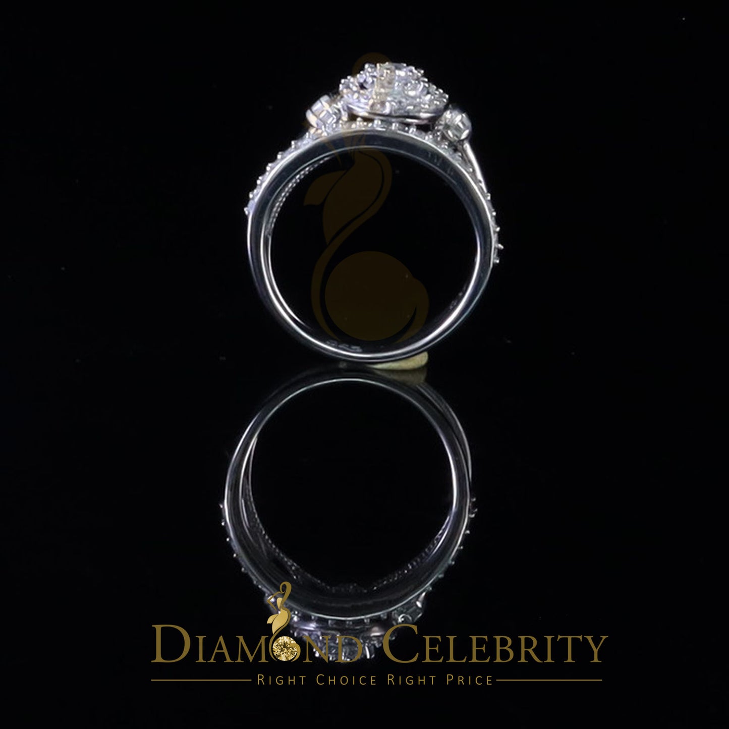 DiamondCelebritees 925 Women's White Silver 1.25ct CZ Round shape 2pcs Bridal /Engagement Ring SZ 7