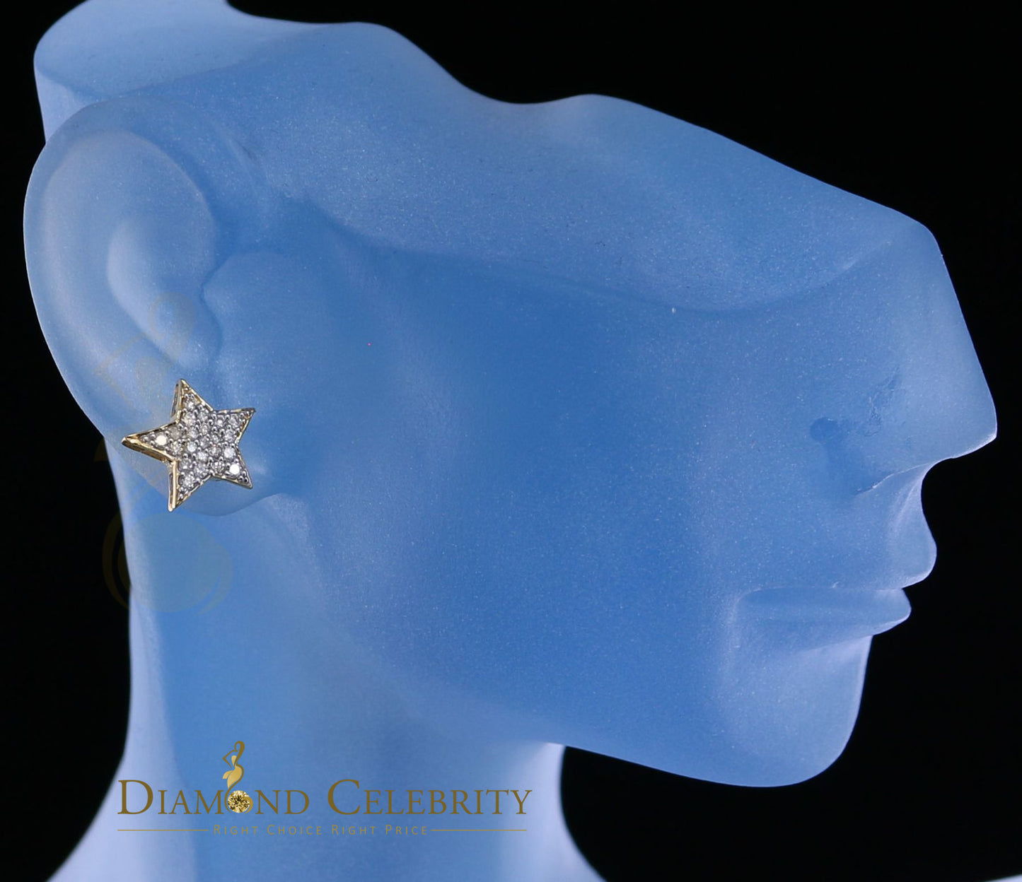 DiamondCelebritees10K Real Yellow Gold Real Diamond 0.50CT Men's/Women's shape Star Stud Earrings