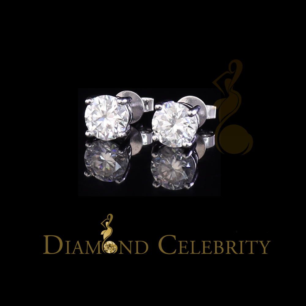 Diamondcelebritees 2.50ct VVS 'D' Moissanite Men's/Womens 925 Silver White Round Stud Earrings