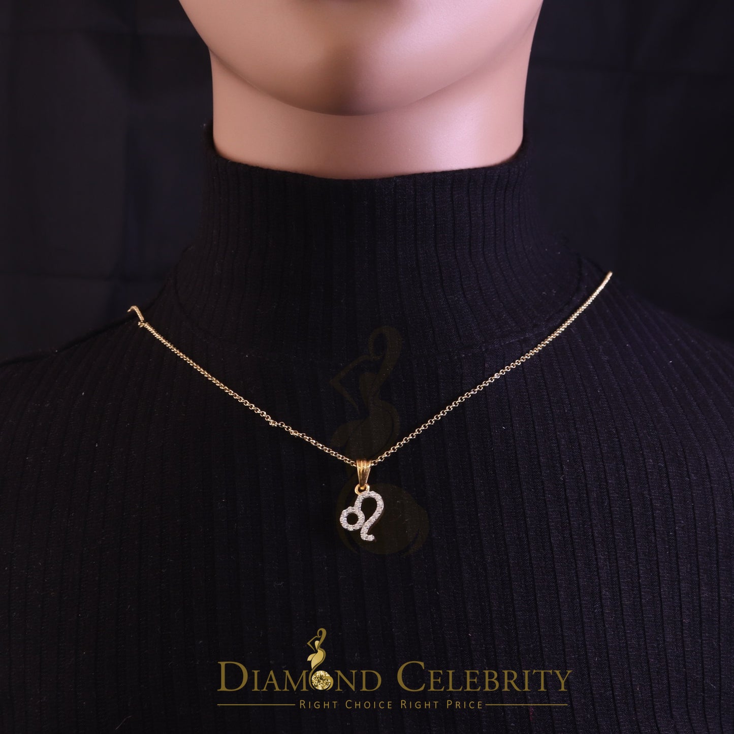 DiamondCelebritees 0.55ct Cubic Zirconia Yellow Silver LEO-AUGUST Month Men's & Women's Pendant