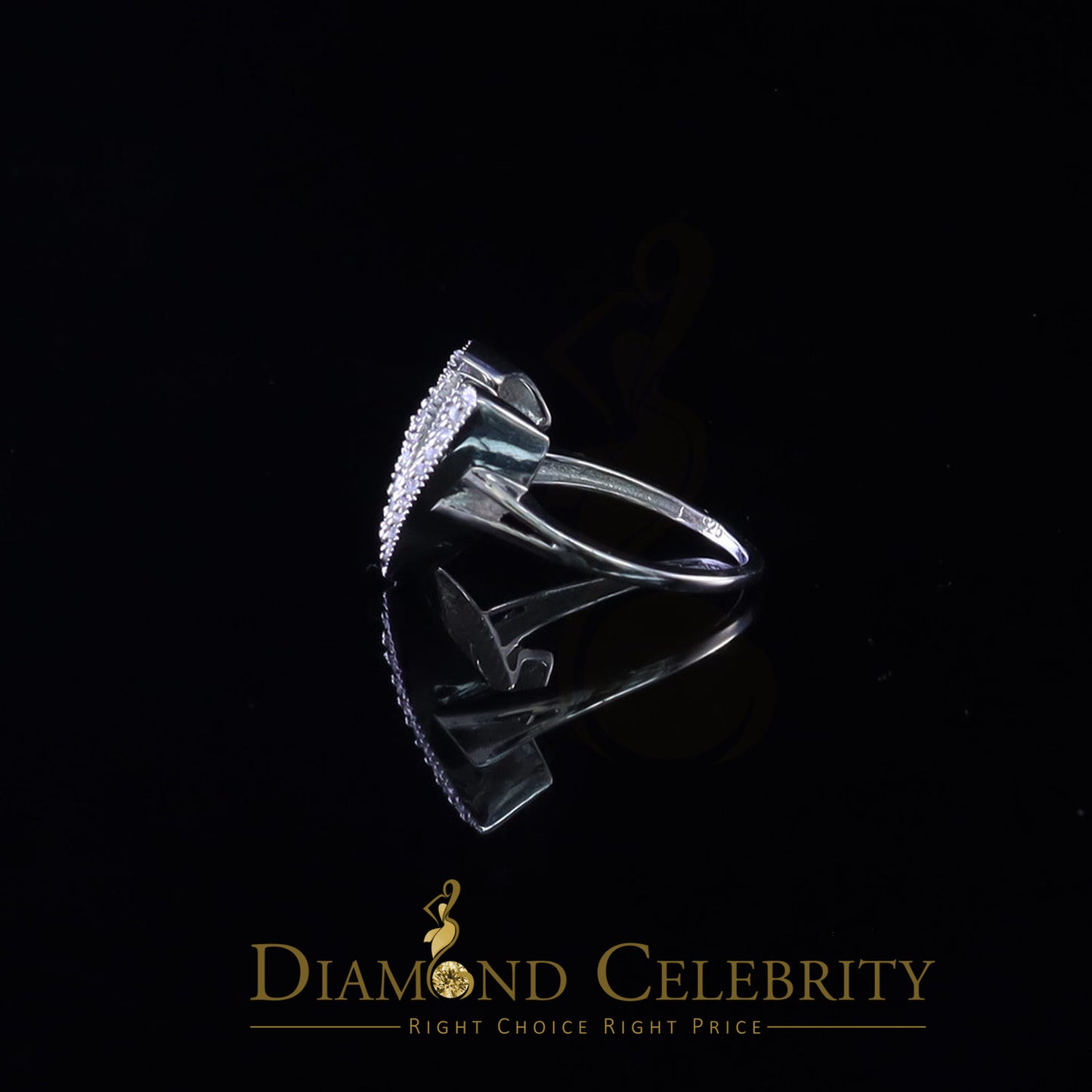 DiamondCelebritees Cubic Zirconia 0.40ct Alphabet W Women's White Silver Ring Size 7