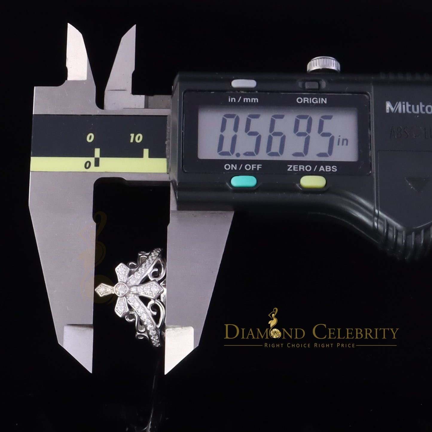 DiamondCelebritees 925 Sterling White Silver 0.33ct Cubic Zirconia Cross Shape Womens Ring Size 7