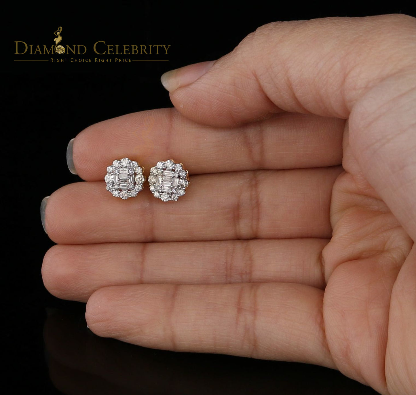 DiamondCelebritees10K Real Yellow Gold with 0.66CT Real Diamond Men's/Women's Stud Earrings