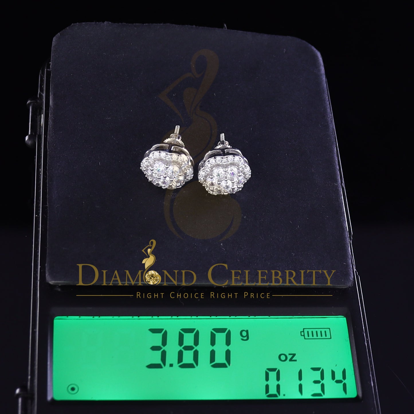 DiamondCelebritees 925 Sterling White Silver 2.7ct Cubic Zirconia Flower Women's Stud Earrings