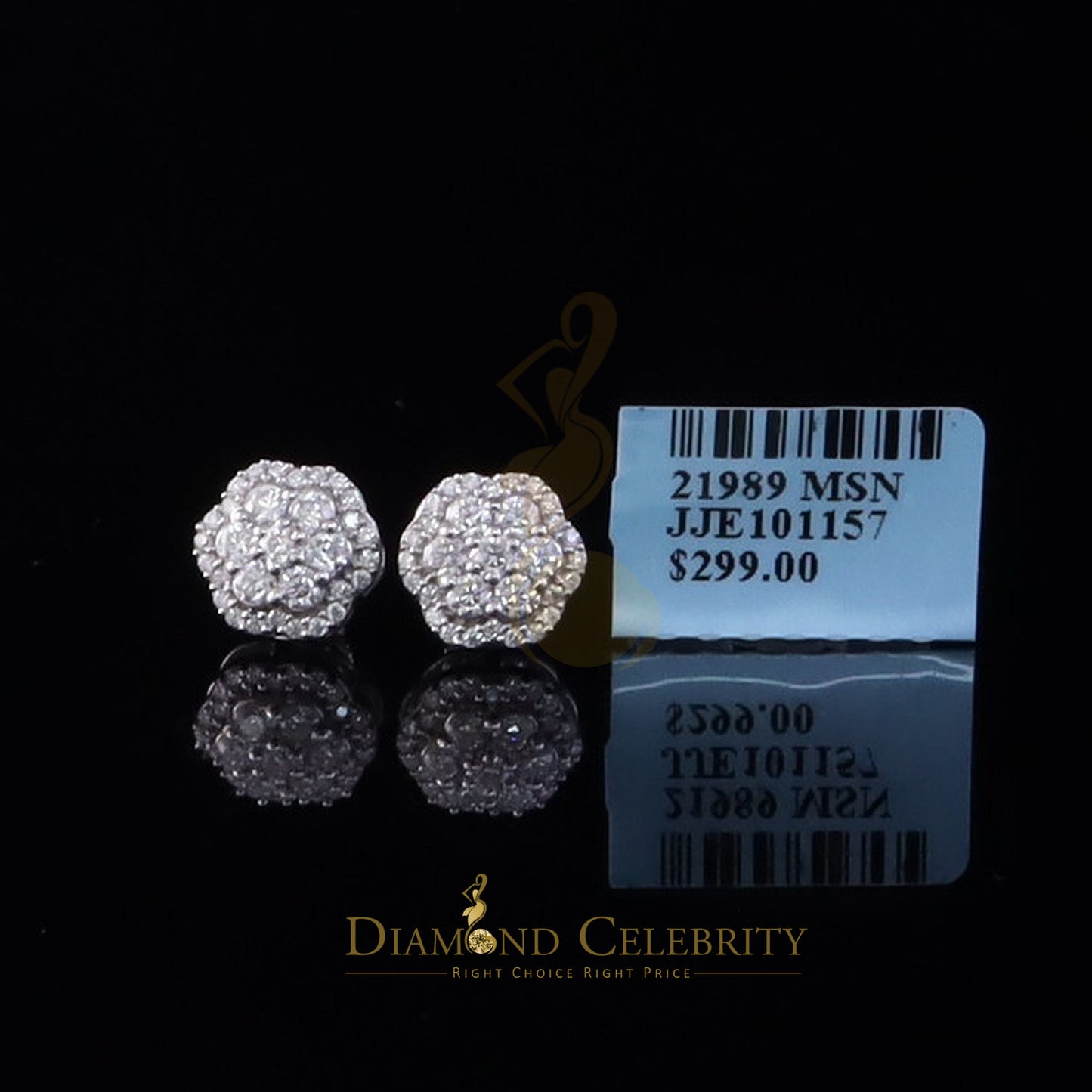 Diamondcelebritees 925 Silver White Women's/Men's 1.00ct VVS 'D' Moissanite Floral Stud Earrings