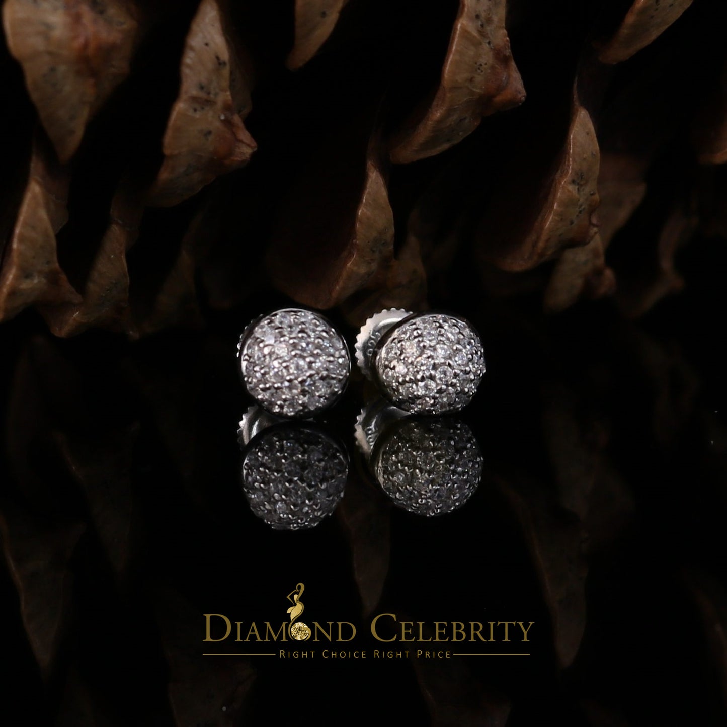 DiamondCelebritees 925 White Sterling Silver 0.64ct Cubic Zirconia Round Women's Stud Earrings